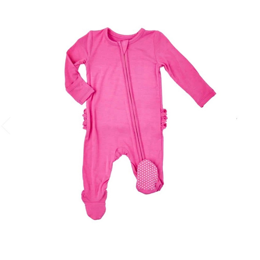 Angel Dear Onesie 2-Way Zipper Footie Pajama in Hot Pink
